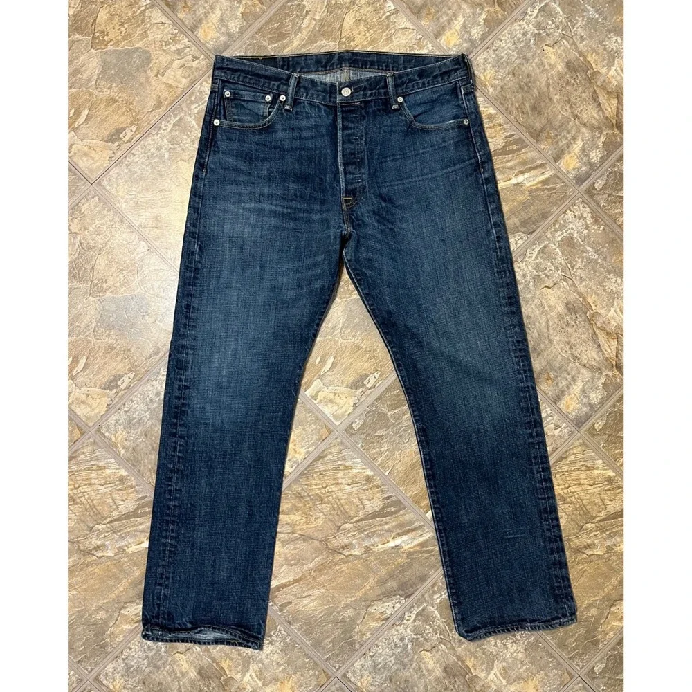 Levi's 501 Original Fit Jeans Mens 36x32 Dark Wash Blue Button Fly Denim
